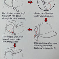 PupLid trucker hat instructions for how to put hat on dogs